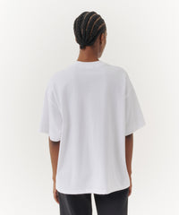 White Compact Jersey Short Sleeve Oversized Tee | Women's Cotton Short Sleeve Tee by ATM Anthony Thomas Melillo