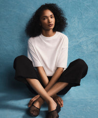 White Compact Jersey Short Sleeve Oversized Tee | Women's Cotton Short Sleeve Tee by ATM Anthony Thomas Melillo