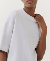 White Compact Jersey Short Sleeve Oversized Tee | Women's Cotton Short Sleeve Tee by ATM Anthony Thomas Melillo
