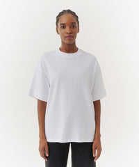 White Compact Jersey Short Sleeve Oversized Tee | Women's Cotton Short Sleeve Tee by ATM Anthony Thomas Melillo