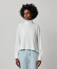 White Heavy Cotton Oversized Turtleneck | Women's Sweater by ATM Anthony Thomas Melillo