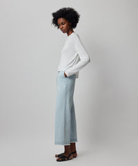 White Modal Rib Long Sleeve Boxy Tee | Women's Cotton Long Sleeve Tee by ATM Anthony Thomas Melillo