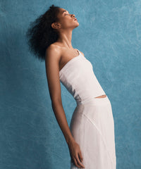White Modal Rib One Shoulder Tank | Women's Tank by ATM Anthony Thomas Melillo