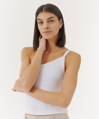 White Modal Rib One Shoulder Tank | Women's Tank by ATM Anthony Thomas Melillo