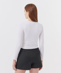 White Pima Cotton Bracelet Sleeve Top | Women's Top by ATM Anthony Thomas Melillo