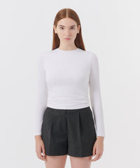 White Pima Cotton Bracelet Sleeve Top | Women's Top by ATM Anthony Thomas Melillo