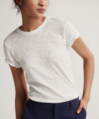 White Slub Jersey Schoolboy Crew Neck Tee - Women's Short Sleeve T-Shirt by ATM Anthony Thomas Melillo