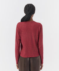 Wine Slub Jersey Long Sleeve Crop Tee | Women's Top by ATM Anthony Thomas Melillo