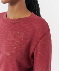 Wine Slub Jersey Long Sleeve Crop Tee | Women's Top by ATM Anthony Thomas Melillo