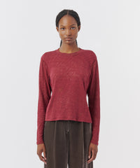 Wine Slub Jersey Long Sleeve Crop Tee | Women's Top by ATM Anthony Thomas Melillo