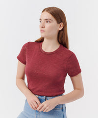 Wine Slub Jersey Schoolboy Crew Neck Tee | Women's Top by ATM Anthony Thomas Melillo