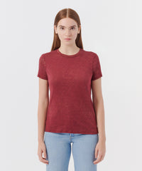Wine Slub Jersey Schoolboy Crew Neck Tee | Women's Top by ATM Anthony Thomas Melillo
