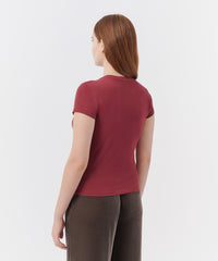 Wine Slub Jersey Schoolboy Crew Neck Tee | Women's Top by ATM Anthony Thomas Melillo