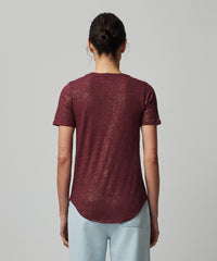 Wine Slub Jersey Schoolboy Crew Neck Tee | Women's Top by ATM Anthony Thomas Melillo