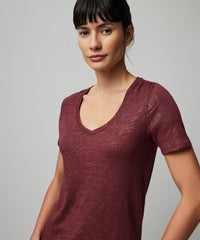 Wine Slub Jersey Schoolboy Crew Neck Tee | Women's Top by ATM Anthony Thomas Melillo