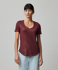 Wine Slub Jersey Schoolboy Crew Neck Tee | Women's Top by ATM Anthony Thomas Melillo