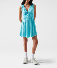 Aqua Mist Slub Jersey V-Neck Dress | Women's Dress by ATM Anthony Thomas Melillo