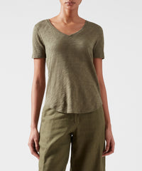 Army Slub Jersey Classic V-Neck Tee - Women's Short Sleeve Tee by ATM Anthony Thomas Melillo