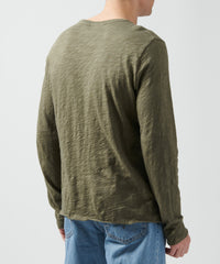 Army Slub Jersey Destroyed Wash Tee | Men's Cotton Long Sleeve Tee by ATM Anthony Thomas Melillo
