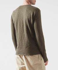 Army Slub Jersey Destroyed Wash Henley | Men's Long Sleeve Tee by ATM Anthony Thomas Melillo