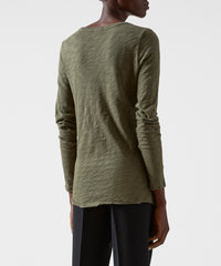 Army Slub Jersey Long Sleeve Destroyed Wash Tee - Women's Cotton Long Sleeve Tee by ATM Anthony Thomas Melillo