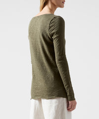 Army Slub Jersey Long Sleeve V-Neck Tee - Women's Cotton Long Sleeve Tee by ATM Anthony Thomas Melillo