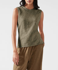 Army Slub Jersey Sleeveless Schoolboy Tee | Women's Tee by ATM Anthony Thomas Melillo