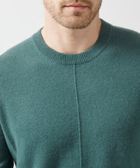 Aspen Green Recycled Cashmere Exposed Seam Crew Neck Sweater | Men's Sweater by ATM Anthony Thomas Melillo