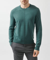 Aspen Green Recycled Cashmere Exposed Seam Crew Neck Sweater | Men's Sweater by ATM Anthony Thomas Melillo