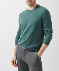 Aspen Green Recycled Cashmere Exposed Seam Crew Neck Sweater | Men's Sweater by ATM Anthony Thomas Melillo