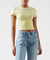 Banana Slub Jersey Smocked Tee - Women's Short Sleeve Tee by ATM Anthony Thomas Melillo
