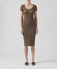 Bark Modal Rib Crew Neck Dress | Women's Casual Dress by ATM Anthony Thomas Melillo