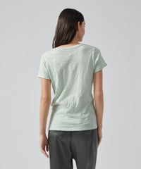 Bay Green Slub Jersey Schoolboy V-Neck Tee | Women's Cotton Short Sleeve Tee by ATM Anthony Thomas Melillo
