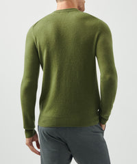 Bay Leaf Recycled Cashmere Exposed Seam Crew Neck Sweater | Men's Sweater by ATM Anthony Thomas Melillo