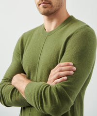 Bay Leaf Recycled Cashmere Exposed Seam Crew Neck Sweater | Men's Sweater by ATM Anthony Thomas Melillo
