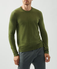 Bay Leaf Recycled Cashmere Exposed Seam Crew Neck Sweater | Men's Sweater by ATM Anthony Thomas Melillo