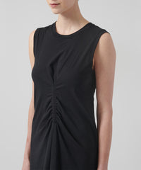 Black Classic Jersey Gathered Detail Dress | Women's Casual Dress by ATM Anthony Thomas Melillo