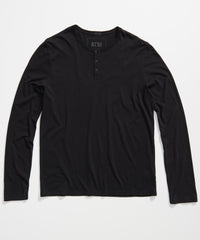 Black Classic Jersey Henley - Men's Cotton Long Sleeve T-shirt by ATM Anthony Thomas Melillo