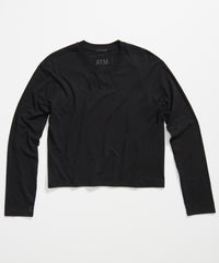 Black Classic Jersey Long Sleeve Boy Tee - Women's Cotton Long Sleeve T-shirt by ATM Anthony Thomas Melillo
