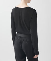 Black Classic Jersey Long Sleeve Twist Top | Women's Top by ATM Anthony Thomas Melillo