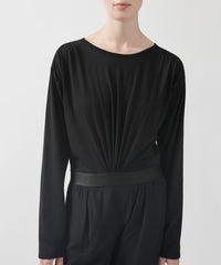 Black Classic Jersey Long Sleeve Twist Top | Women's Top by ATM Anthony Thomas Melillo