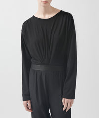 Black Classic Jersey Long Sleeve Twist Top | Women's Top by ATM Anthony Thomas Melillo