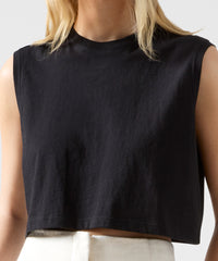 Black Classic Jersey Sleeveless Crop Boy Tee | Women's Sleeveless Tee by ATM Anthony Thomas Melillo