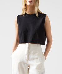 Black Classic Jersey Sleeveless Crop Boy Tee | Women's Tank by ATM Anthony Thomas Melillo