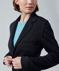 Double Knit Tencel Blend Relaxed Blazer - Black