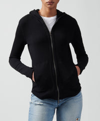 Black French Terry Zip-Up Hoodie | Women's Luxe Loungewear by ATM Anthony Thomas Melillo