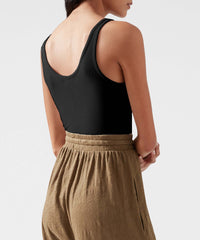 Black Modal Rib Deep-V Tank Bodysuit | Women's Bodysuit by ATM Anthony Thomas Melillo