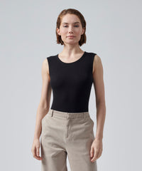 Black Modal Rib Sleeveless Bodysuit | Women's Top by ATM Anthony Thomas Melillo