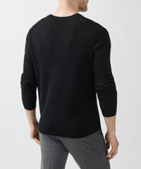 Black Recycled Cashmere Exposed Seam V-Neck Sweater | Men's Sweater by ATM Anthony Thomas Melillo