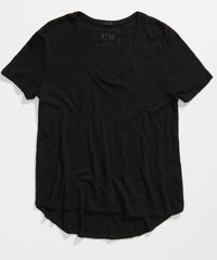 Black Slub Jersey Boyfriend V-Neck Tee - Women's Cotton Short Sleeve Tee by ATM Anthony Thomas Melillo